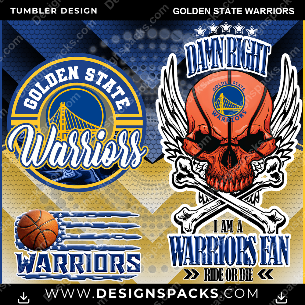 Basketball Skull Golden State Warriors Tumbler Digital Wrap Design
