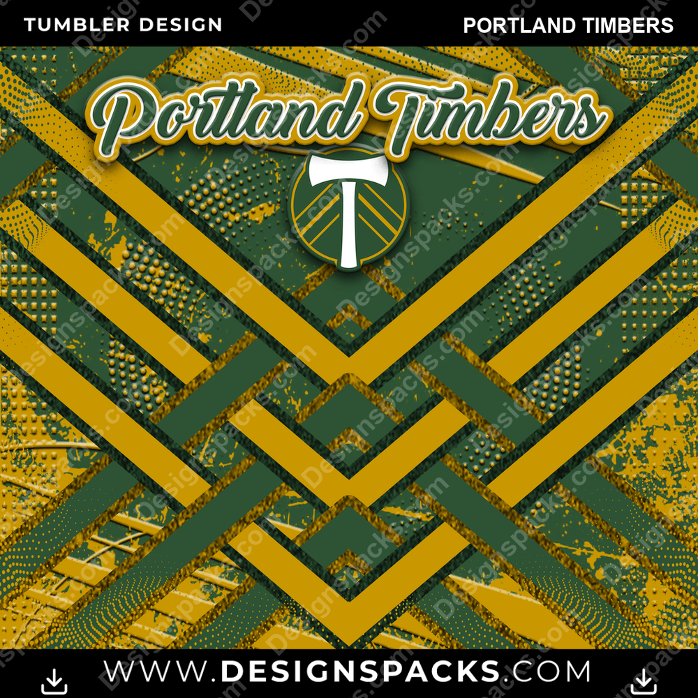 US Soccer Glitter Stripe Portland Timbers Tumbler Digital Wrap Design Download