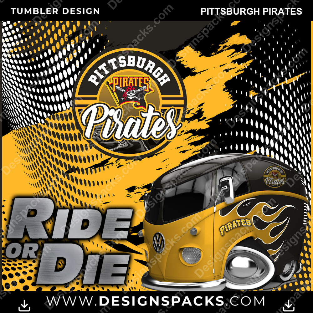 Baseball Ride or Die Pittsburgh Pirates Tumbler Digital Wrap Design