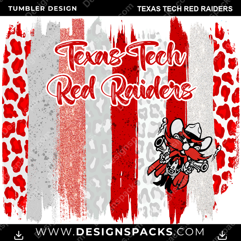 College Sport Brush Strokes Texas Tech Red Raiders NCAA College Sport Tumbler Digital Wrap Design Download