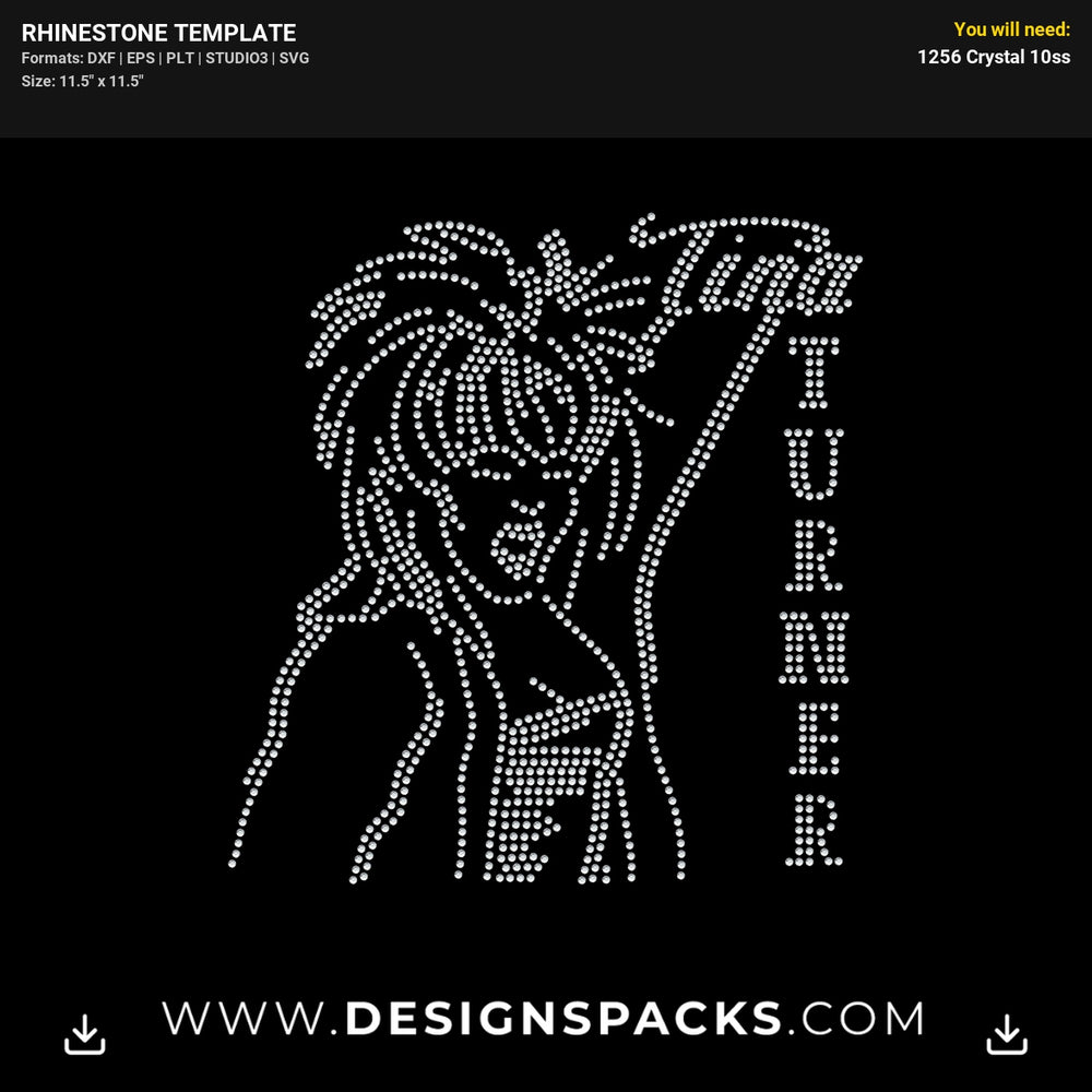 Tina Turner Portrait Rhinestone Digital Template