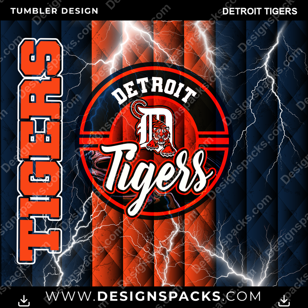 Baseball Diamond Detroit Tigers Tumbler Digital Wrap Design