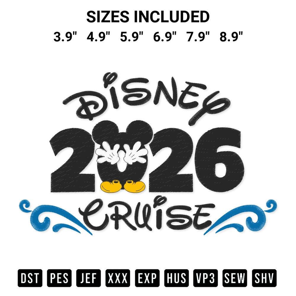 Elevate your next project with our 2026 Disney Cruise Mickey Embroidery Design embroidery file. Shop high-quality digital patterns instantly at Designspacks.com. Available sizes: 3.9", 4.9", 5.9", 6.9", 7.9", 8.9".