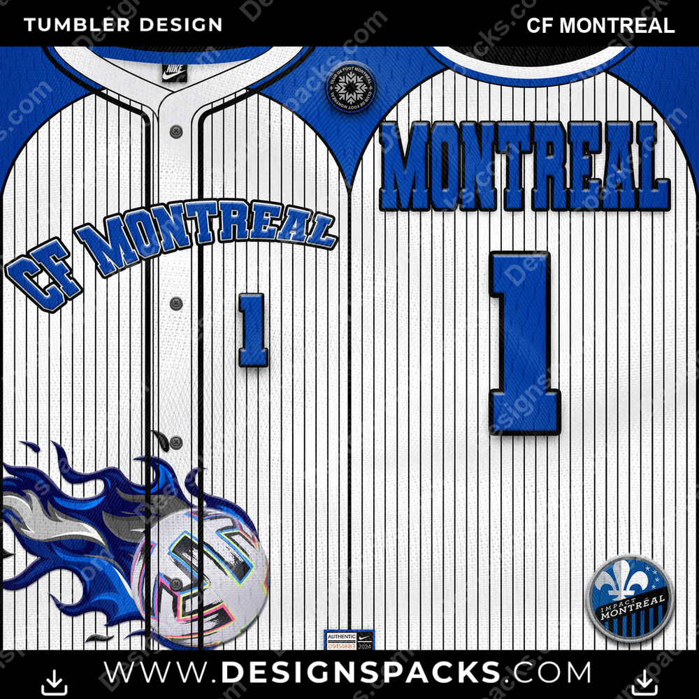 US Soccer Team Button-Up Jersey CF Montreal Tumbler Digital Wrap Design