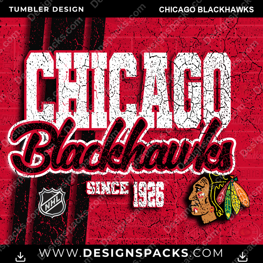 Hockey Grunge Chicago Blackhawks Tumbler Digital Wrap Design