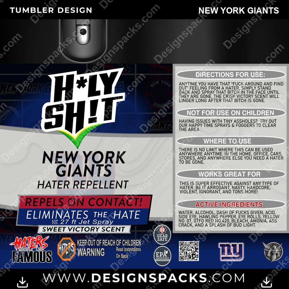 Football HOLY SHIT New York Giants Tumbler Digital Wrap Design