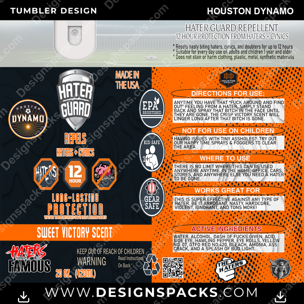 US Soccer Hater Guard Houston Dynamo Tumbler Digital Wrap Design