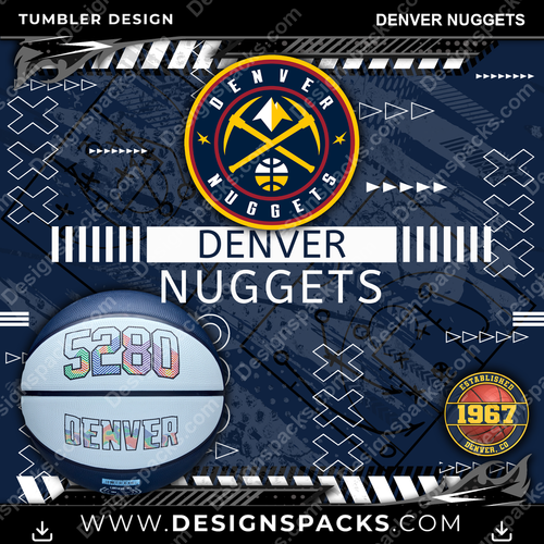 Basketball Xs & Os Denver Nuggets NBA Basketball Tumbler Digital Wrap Design Download
