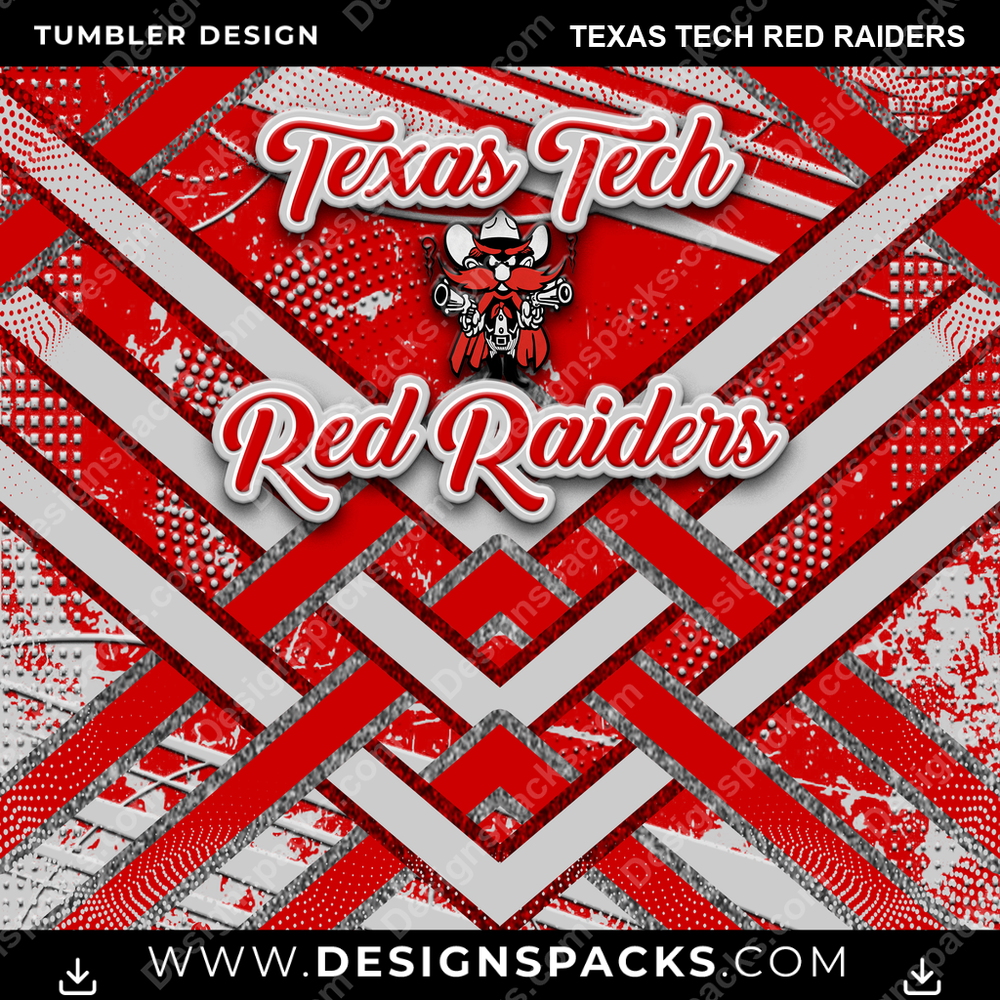 College Sport Glitter Stripe Texas Tech Red Raiders Tumbler Digital Wrap Design