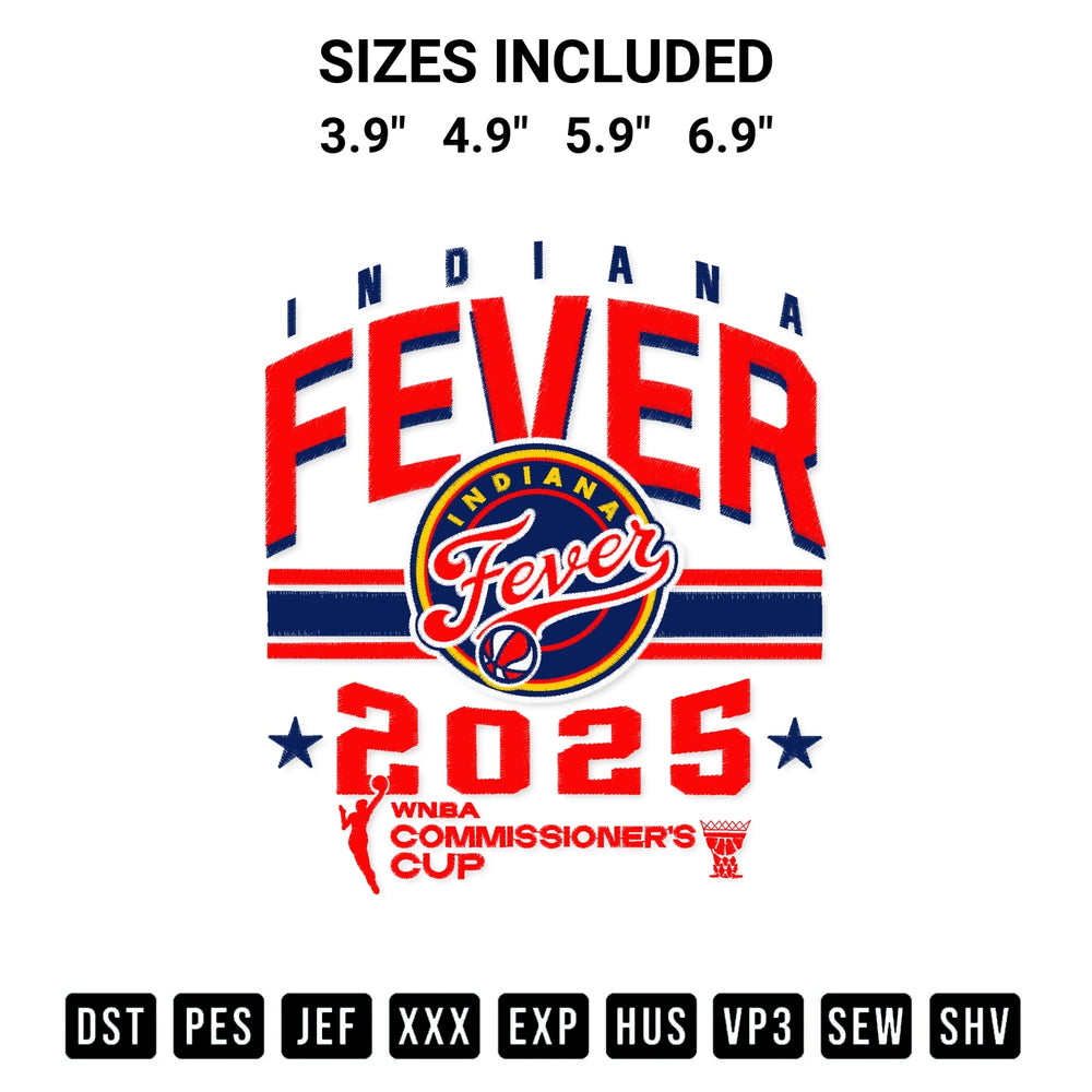 Looking for the perfect pattern? Download the Indiana Fever Win 2025 Embroidery Design embroidery design today at Designspacks.com. Crisp, clean stitching guaranteed. Available sizes: 3.9", 4.9", 5.9", 6.9".