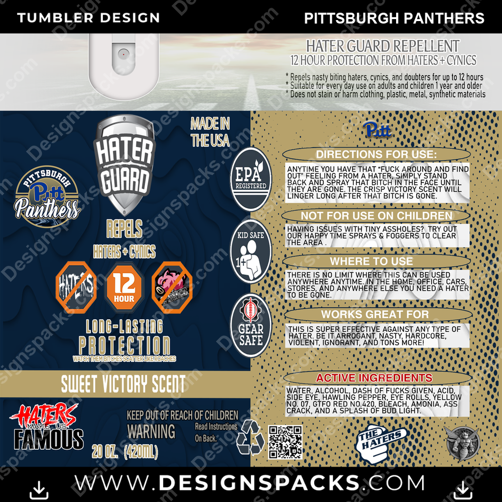 College Sport Hater Guard Pittsburgh Panthers NCAA College Sport Tumbler Digital Wrap Design Download