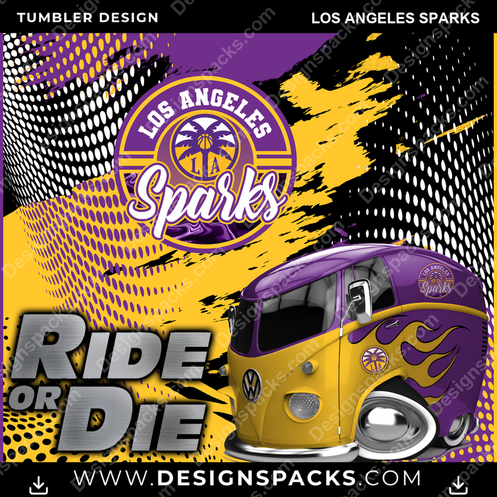 Basketball Ride or Die Los Angeles Sparks NBA Basketball Tumbler Digital Wrap Design Download