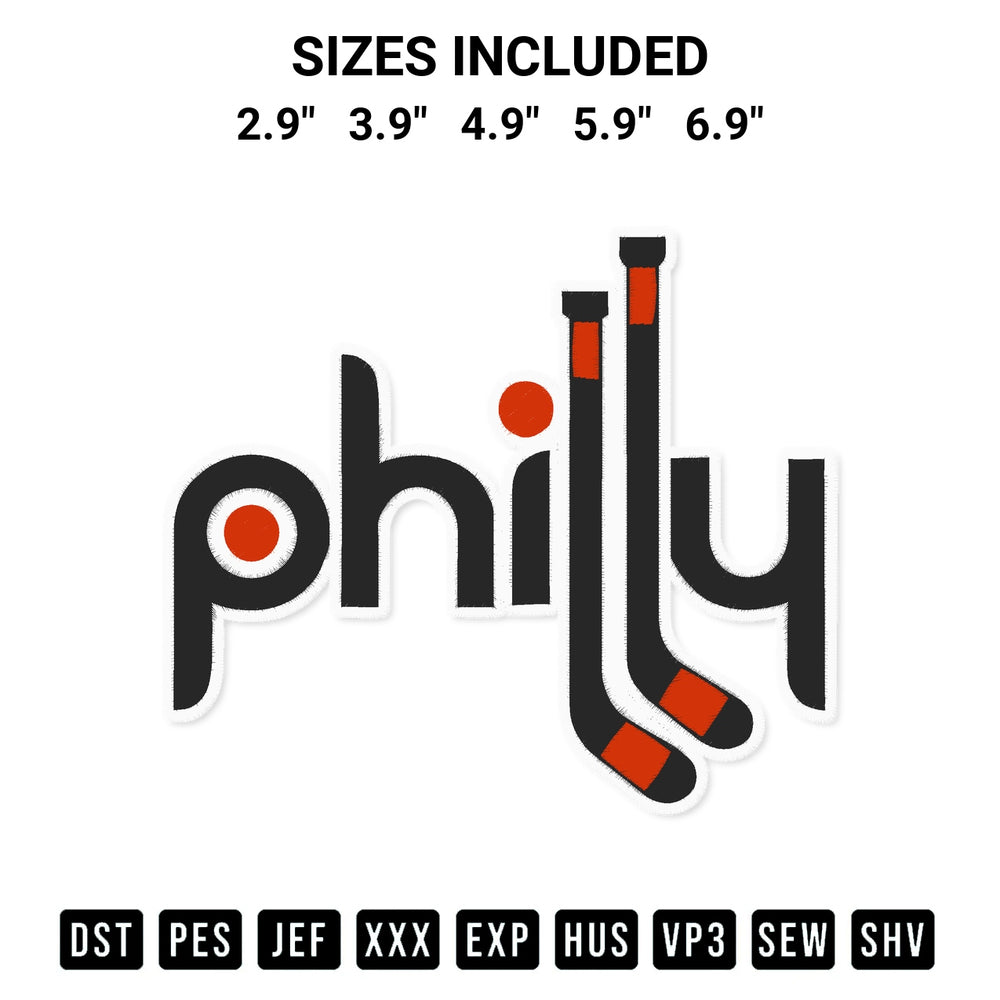 Stitch like a pro with the Philly With Hockey Embroidery Design embroidery pattern from Designspacks.com. High-quality digital machine embroidery file. Available sizes: 2.9", 3.9", 4.9", 5.9", 6.9".