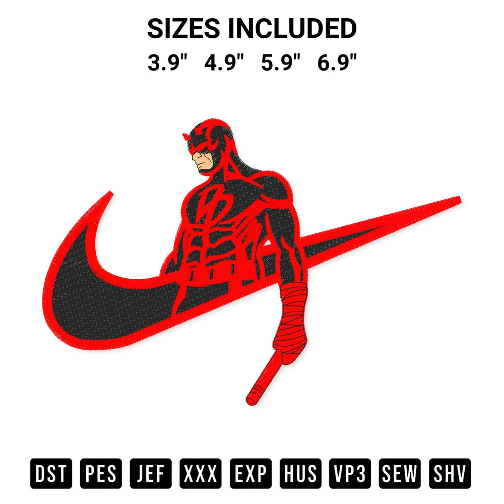 Discover the perfect addition to your crafting collection: Matt Murdock Swoosh Embroidery Design embroidery file. Instantly available at Designspacks.com. Available sizes: 3.9", 4.9", 5.9", 6.9".