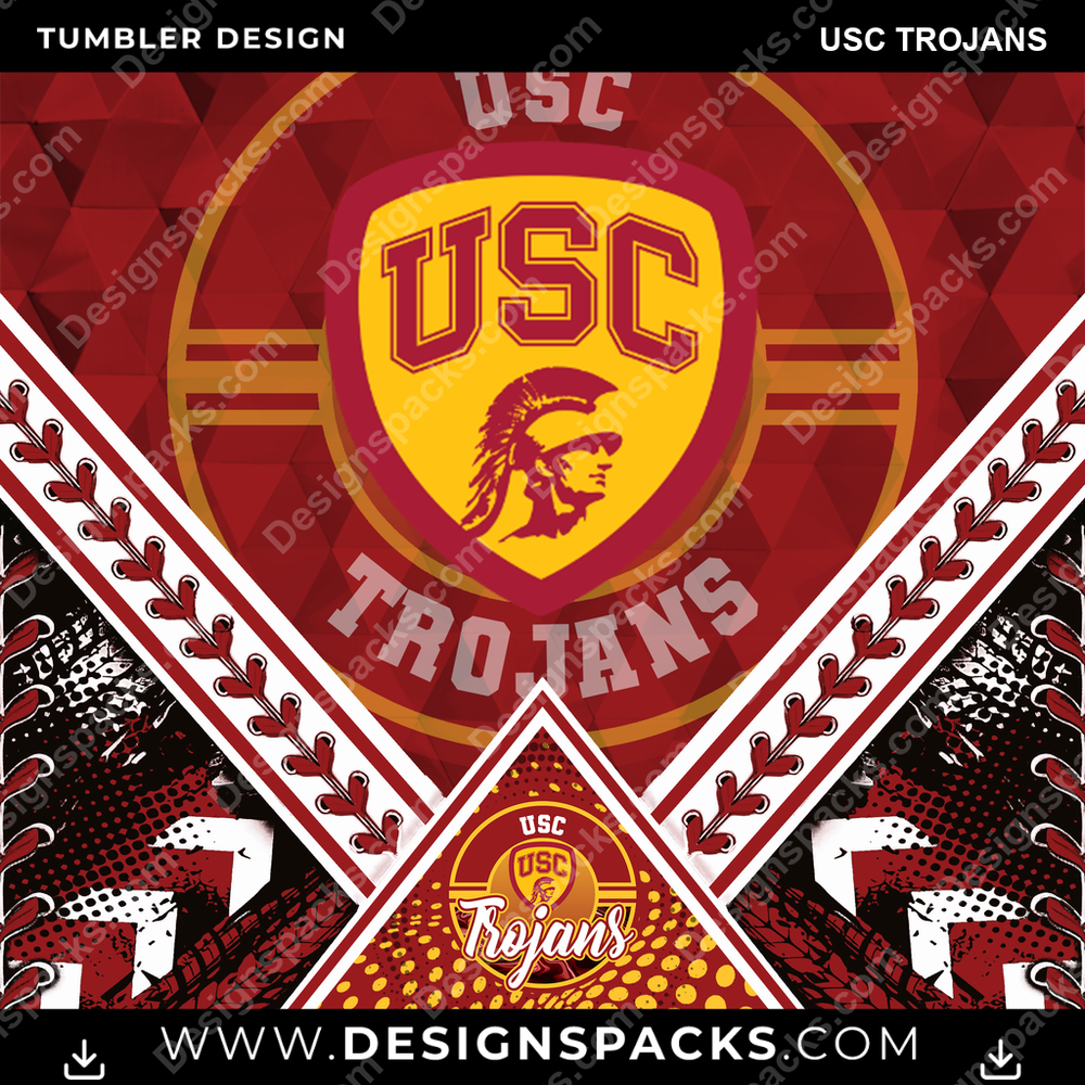 College Sport Diamond USC Trojans Tumbler Digital Wrap Design