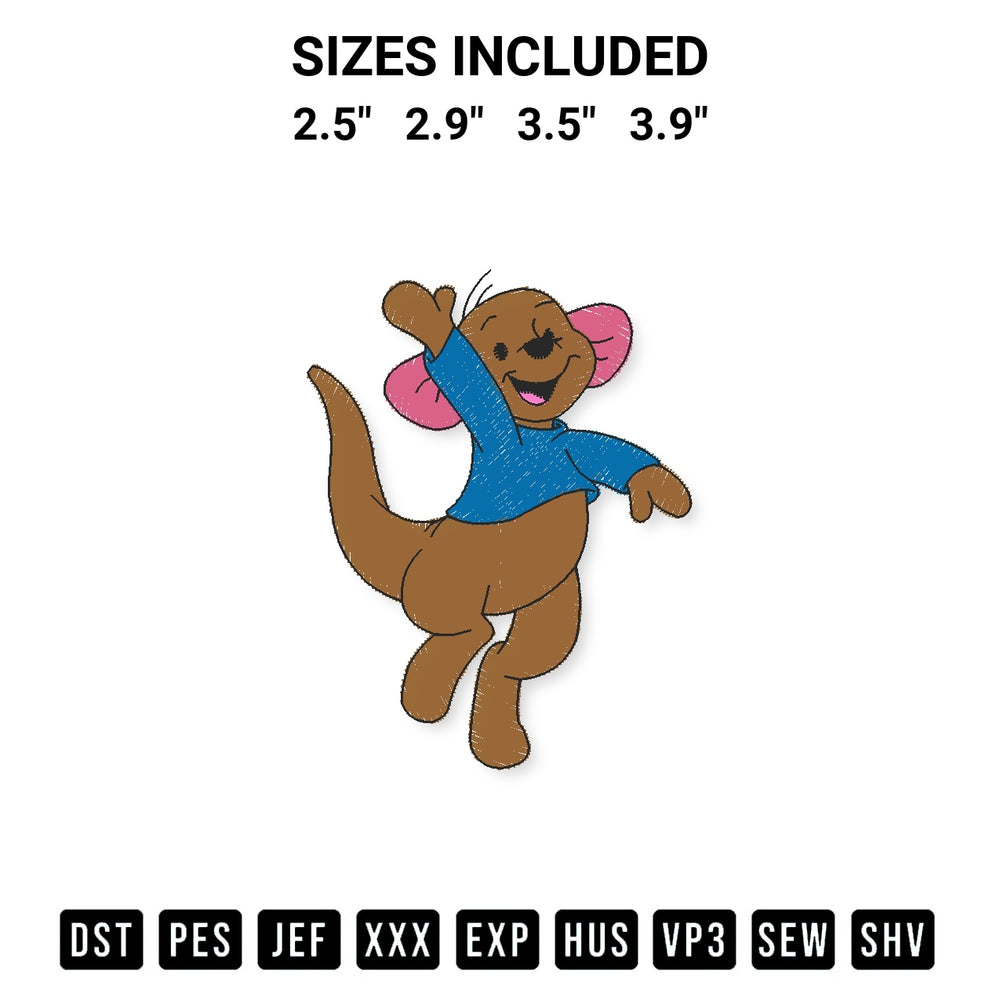 Stitch like a pro with the Winnie The Pooh Roo Embroidery Design embroidery pattern from Designspacks.com. High-quality digital machine embroidery file. Available sizes: 2.5", 2.9", 3.5", 3.9".
