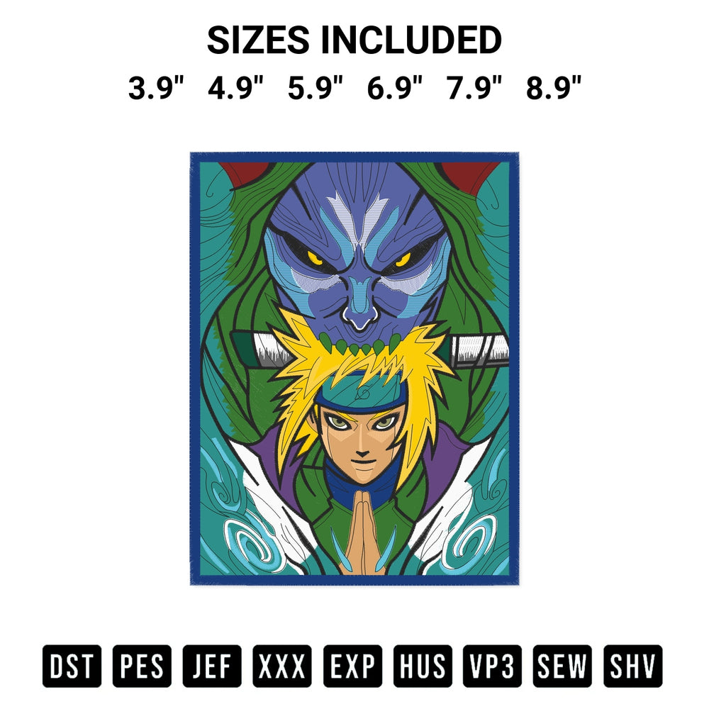 Transform your fabrics with the Best Naruto Minato Embroidery Design embroidery design. Instant access to premium digitized patterns at Designspacks.com. Available sizes: 3.9", 4.9", 5.9", 6.9", 7.9", 8.9".