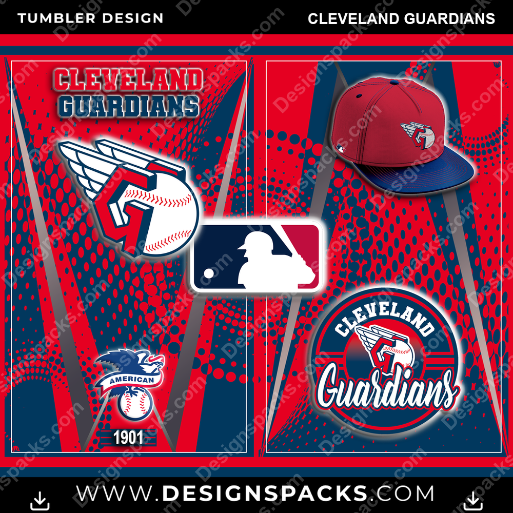 Baseball Team Logo Cleveland Guardians Tumbler Digital Wrap Design