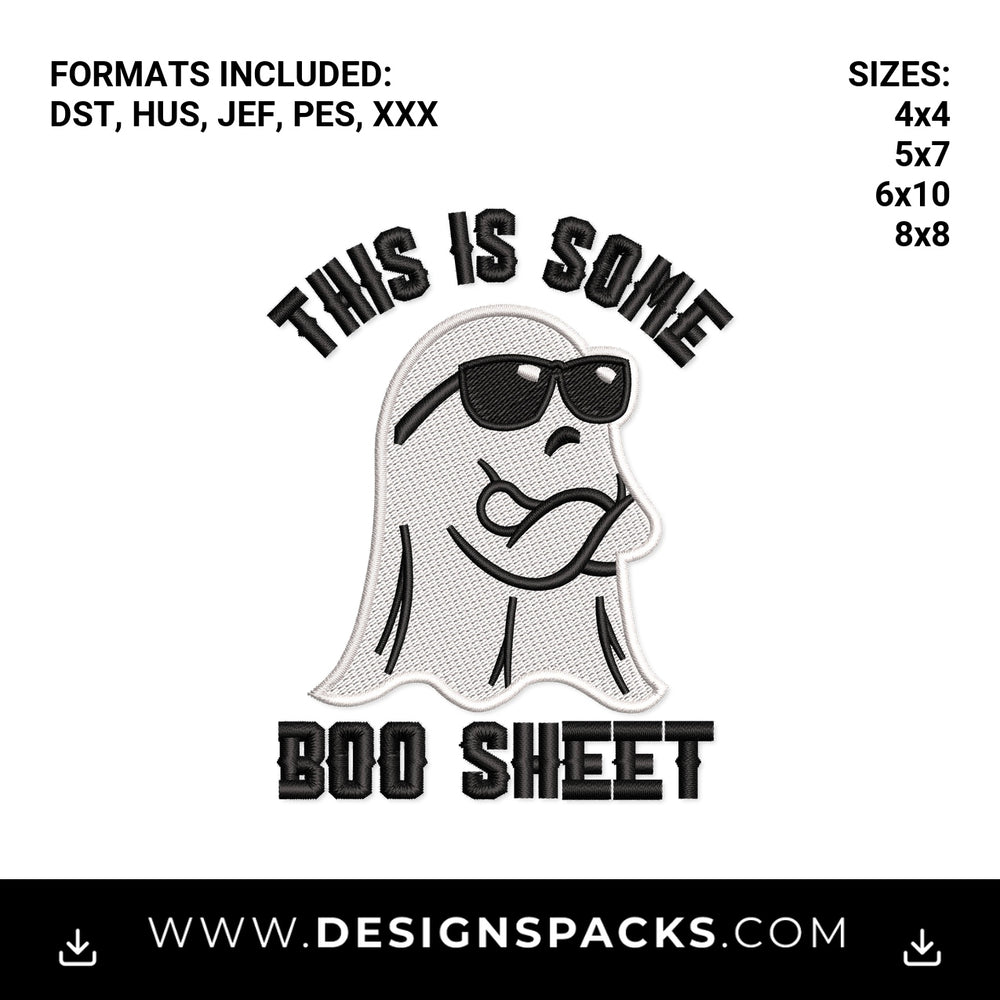 This Is Some Boo Sheet Funny Ghost Embroidery Design - Instant digital download pattern at Designspacks.com
