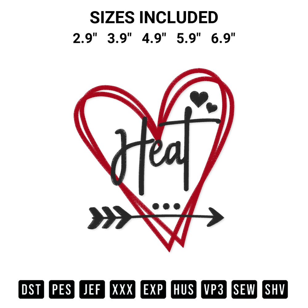 Discover the perfect addition to your crafting collection: Miami Heat Heart Embroidery Design embroidery file. Instantly available at Designspacks.com. Available sizes: 2.9", 3.9", 4.9", 5.9", 6.9".