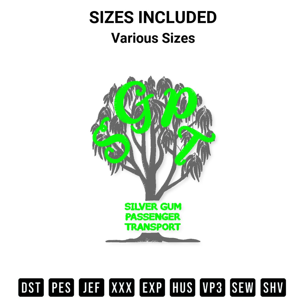 Download the Silver Gum Passenger Transport Embroidery Design machine embroidery design exclusively at Designspacks.com. Premium digitized pattern for apparel and DIY crafts. Available sizes: Various Sizes.