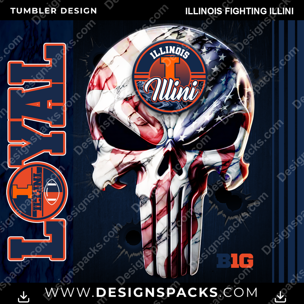 College Sport Loyal Illinois Fighting Illini NCAA College Sport Tumbler Digital Wrap Design Download