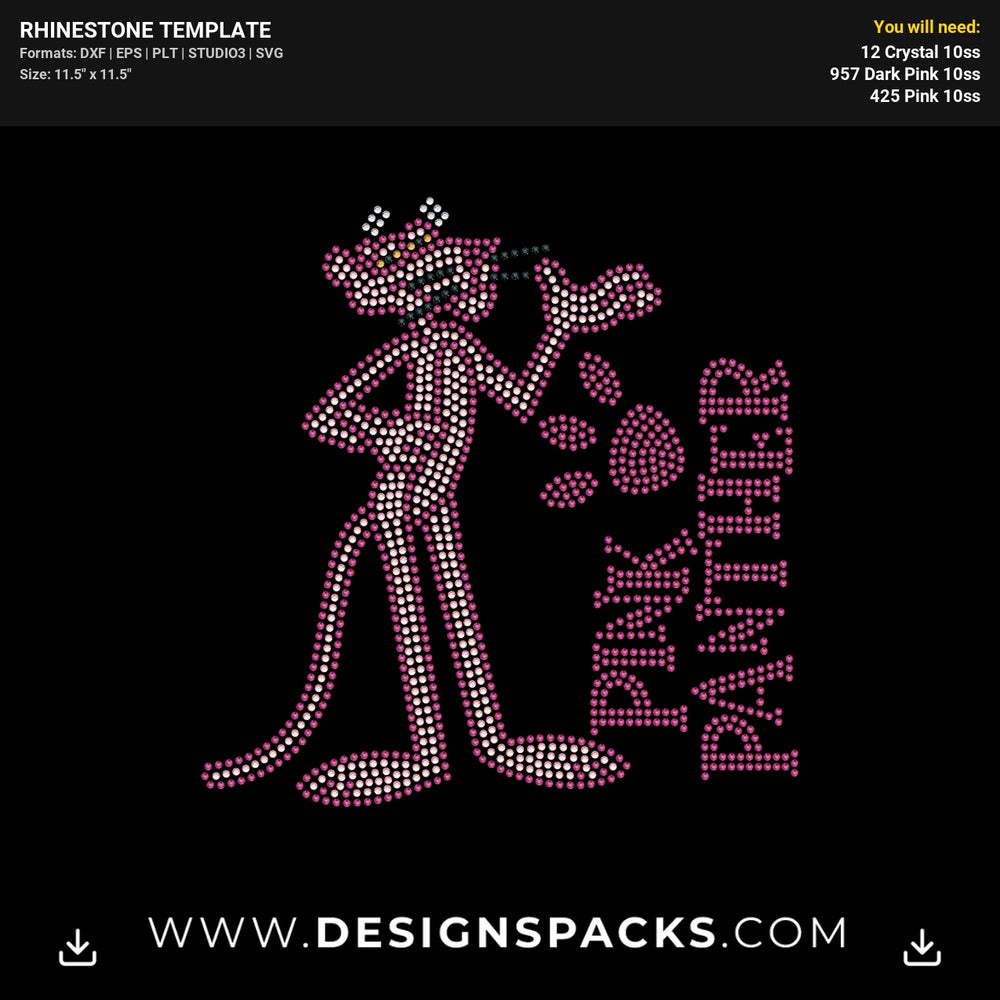 Pink Panther Body Rhinestone Digital Template