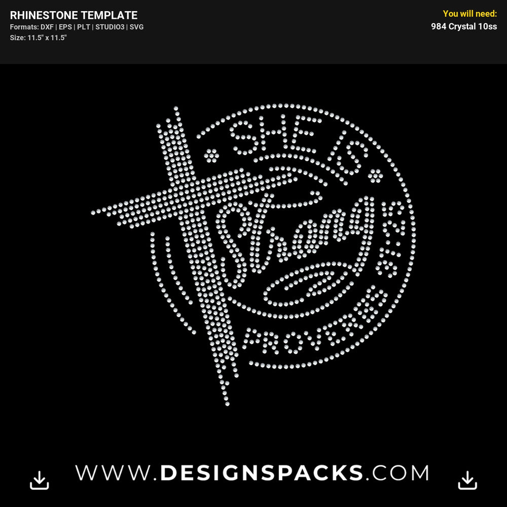Strong Proverbs 31 Rhinestone Digital Template
