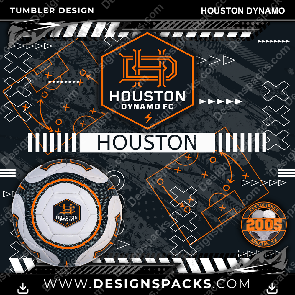 Soccer Xs & Os Houston Dynamo Tumbler Digital Wrap Design