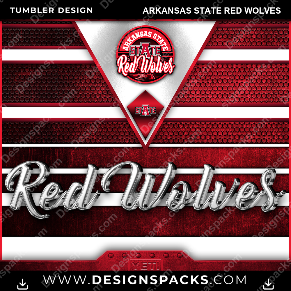 College Sport YETI Arkansas State Red Wolves NCAA College Sport Tumbler Digital Wrap Design Download