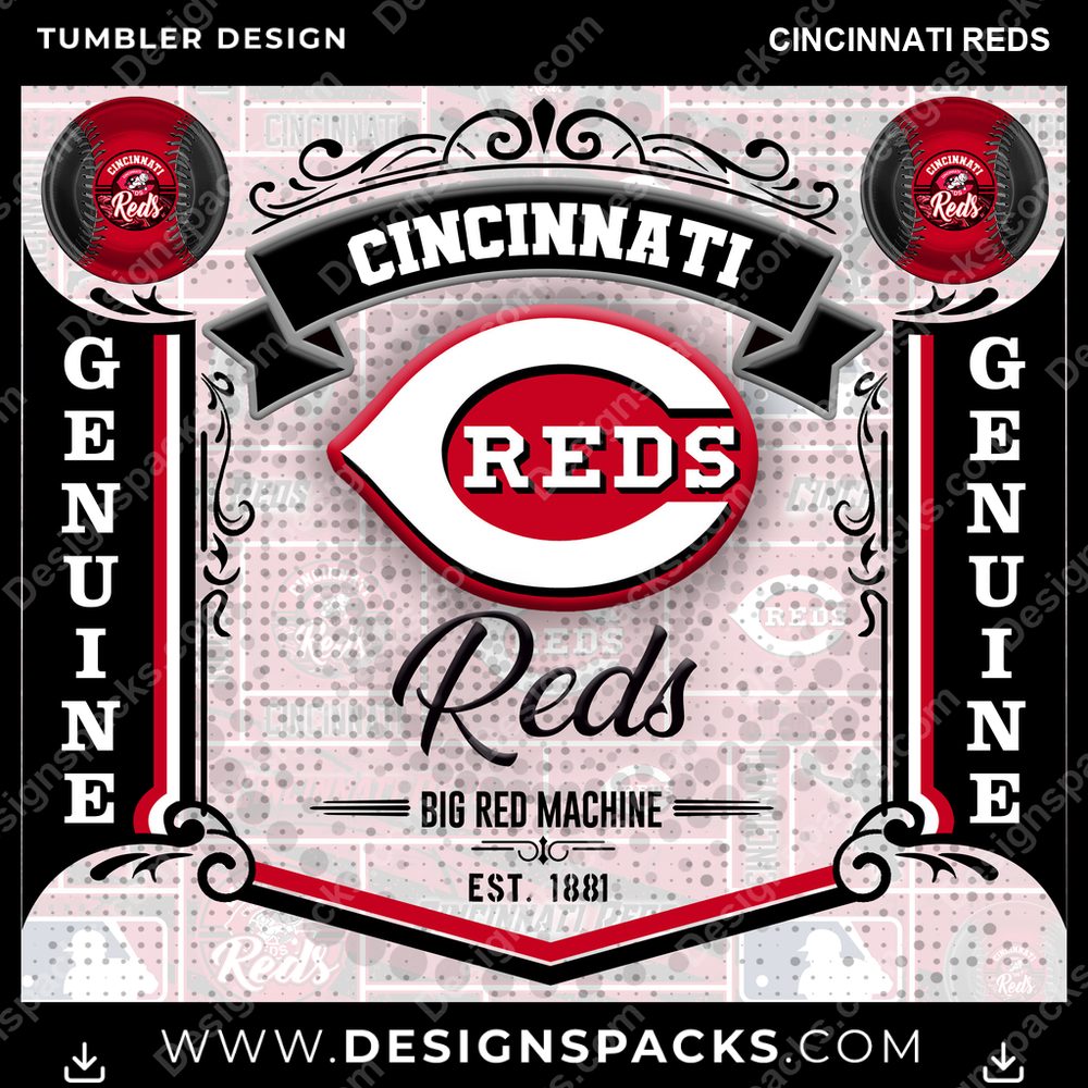 Baseball Bud Cincinnati Reds Tumbler Digital Wrap Design