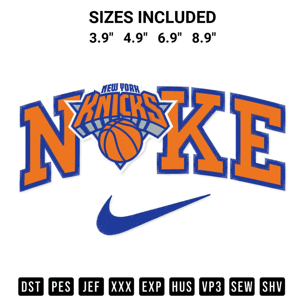 Download the New York Knicks X Nike Embroidery Design machine embroidery design exclusively at Designspacks.com. Premium digitized pattern for apparel and DIY crafts. Available sizes: 3.9", 4.9", 6.9", 8.9".