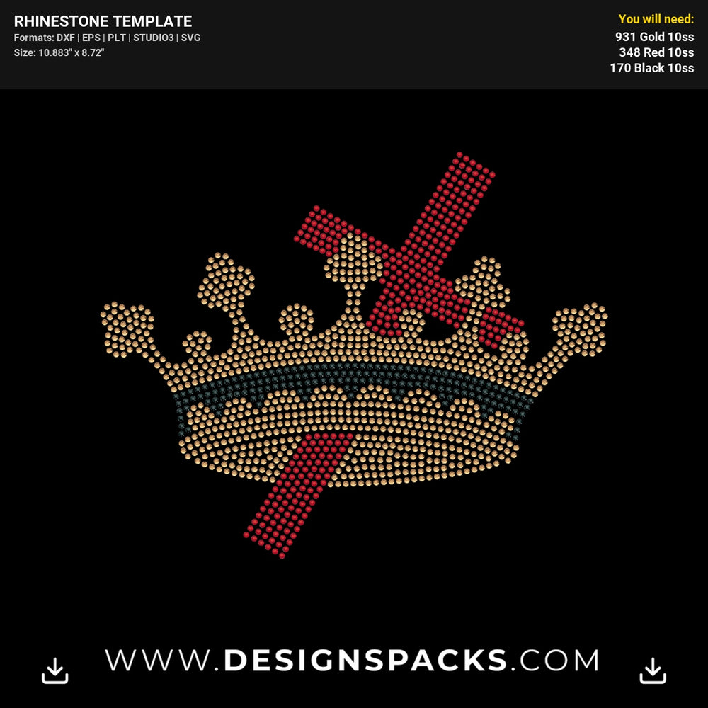 York Rite Cross Crown Rhinestone Digital Template