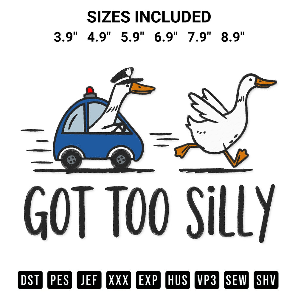 Looking for the perfect pattern? Download the Got Too Silly Goose Police Embroidery Design embroidery design today at Designspacks.com. Crisp, clean stitching guaranteed. Available sizes: 3.9", 4.9", 5.9", 6.9", 7.9", 8.9".