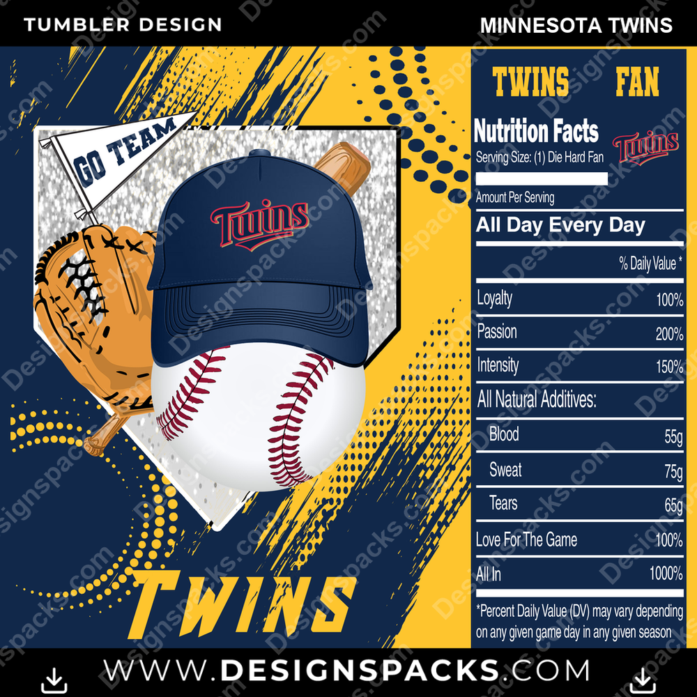 Baseball Team Fan Minnesota Twins Tumbler Digital Wrap Design
