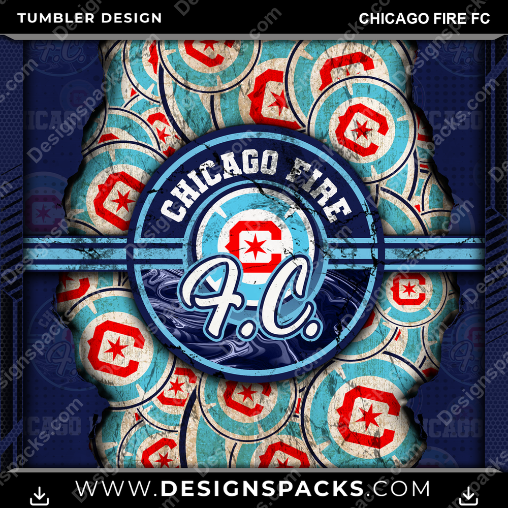 Soccer Ripped Chicago Fire FC Tumbler Digital Wrap Design