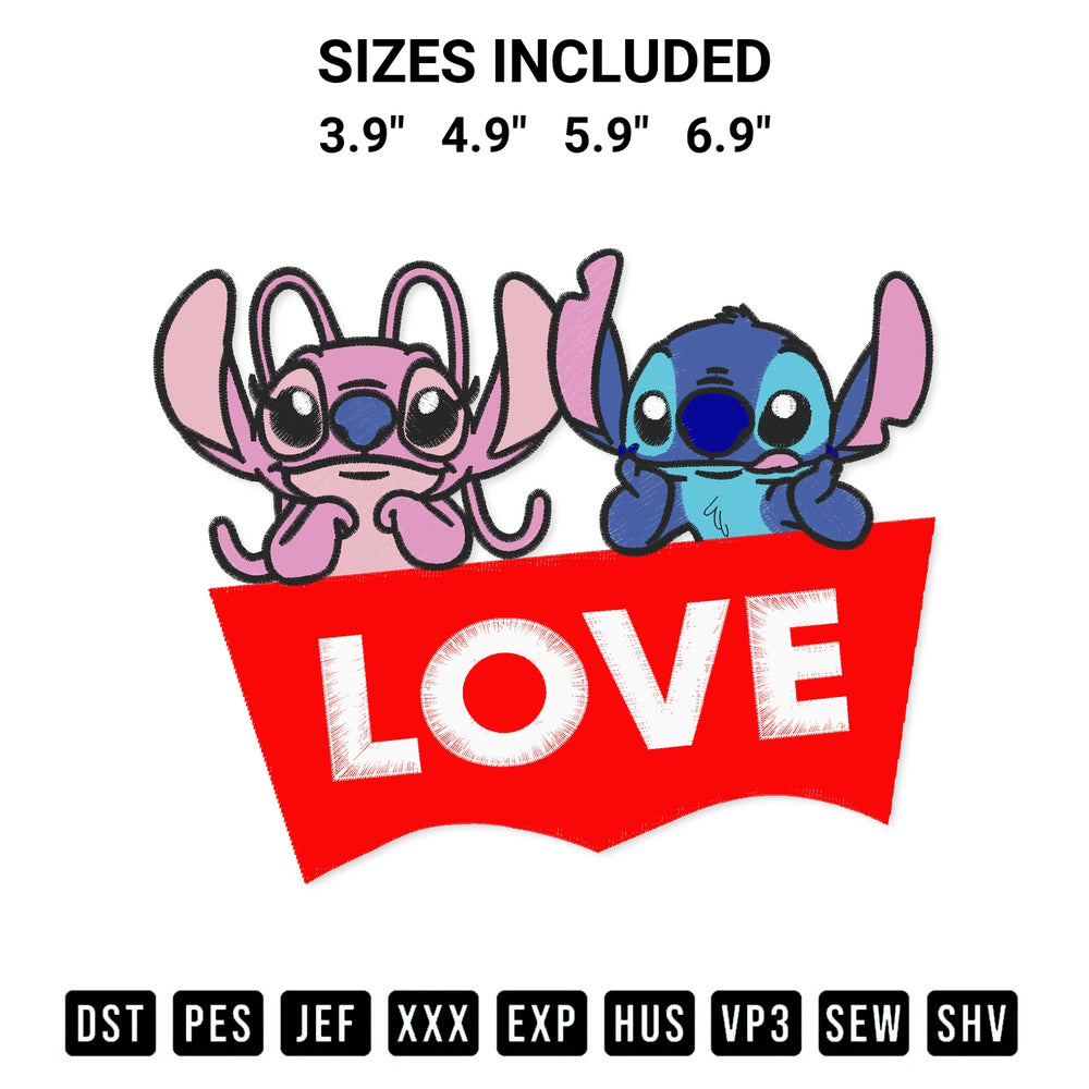 Get the Lilo And Angel Love Embroidery Design embroidery design for your custom crafts! Premium digitized files available for instant download at Designspacks.com. Available sizes: 3.9", 4.9", 5.9", 6.9".