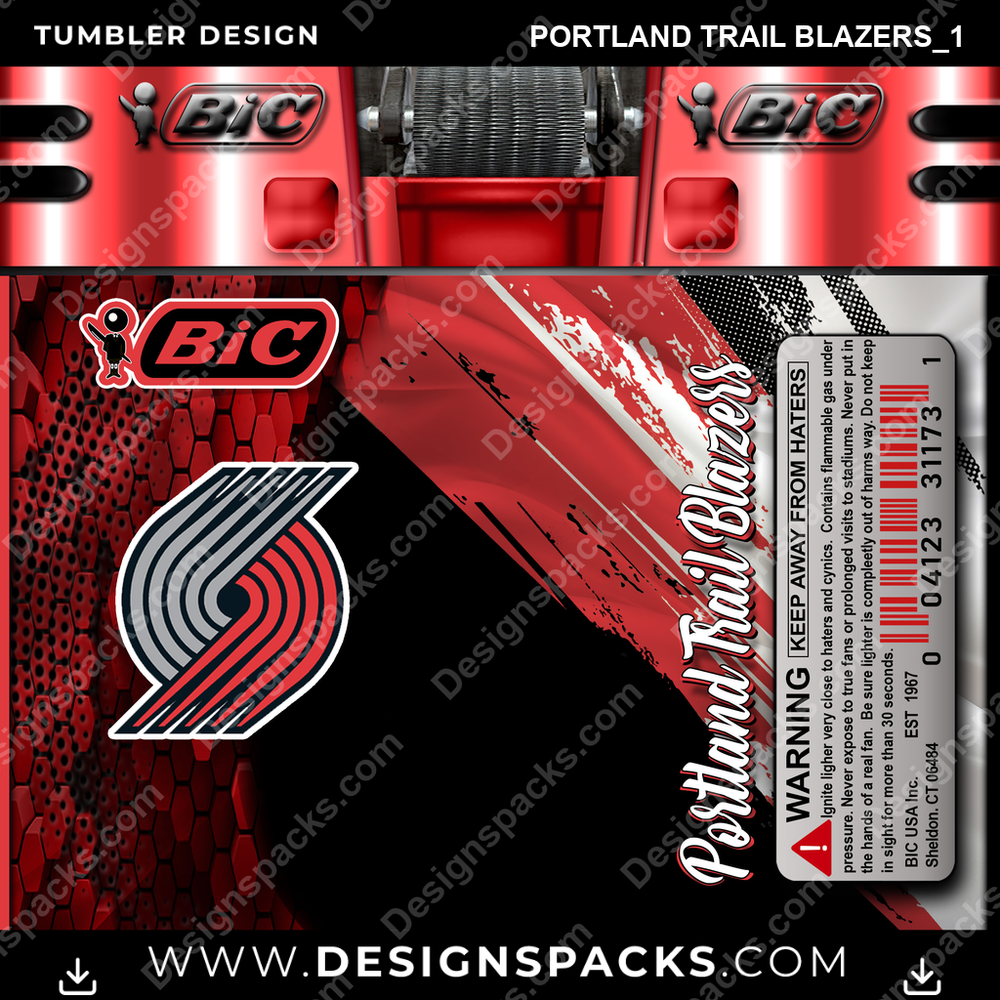 Basketball BIC Lighter Portland Trail Blazers_1 Tumbler Digital Wrap Design