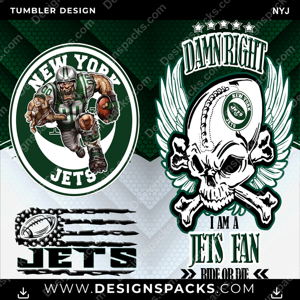 Football Skull NYJ Tumbler Digitale Wickeldesign