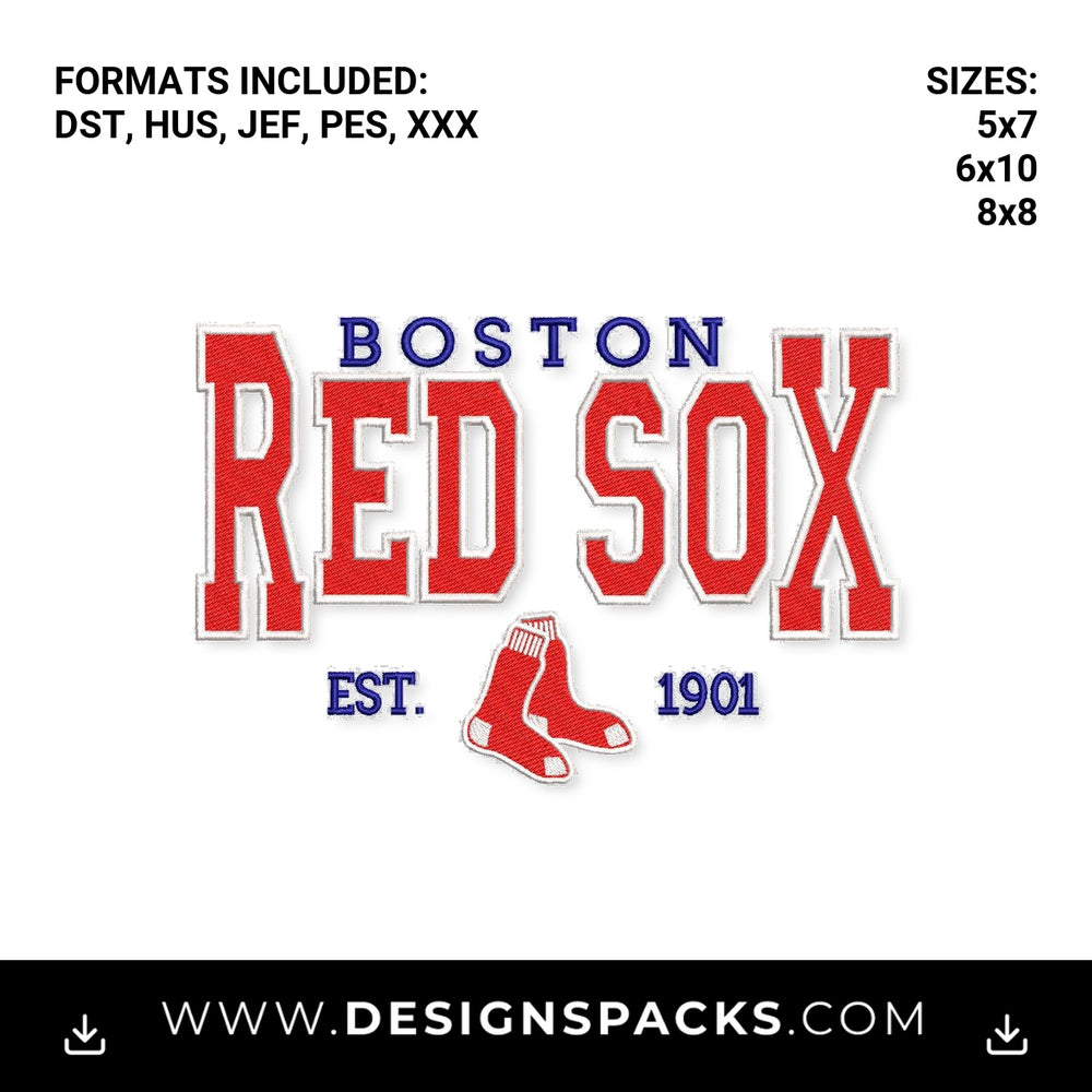 Boston Red Sox Baseball Team Est 1901 Embroidery Design - Instant digital download pattern at Designspacks.com