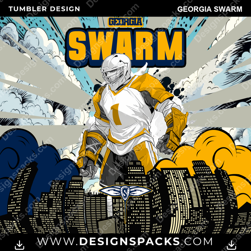 Lacrosse Comic Cover Georgia Swarm Tumbler Digital Wrap Design