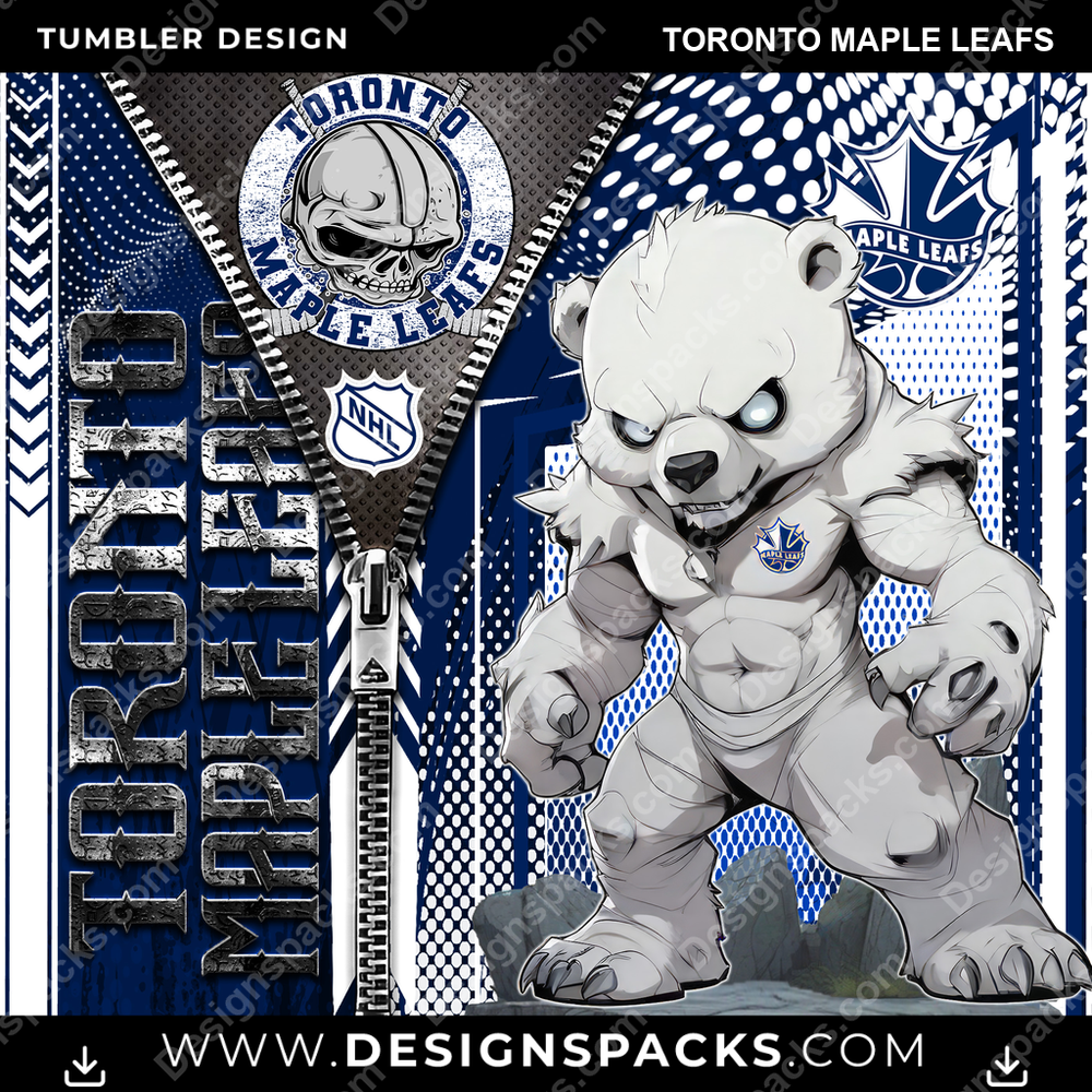 Ice Hockey Zipper Mascot Toronto Maple Leafs NHL Hockey Tumbler Digital Wrap Design Download