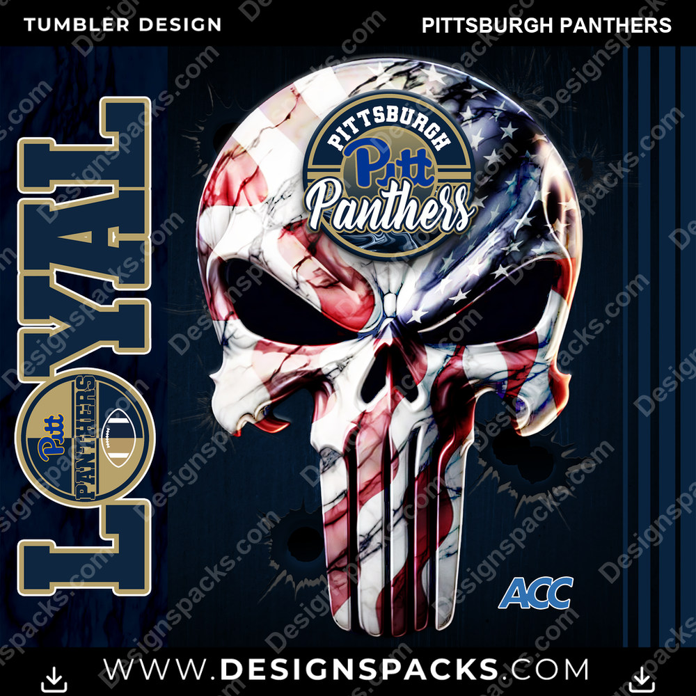 College Sport Loyal Pittsburgh Panthers Tumbler Digital Wrap Design