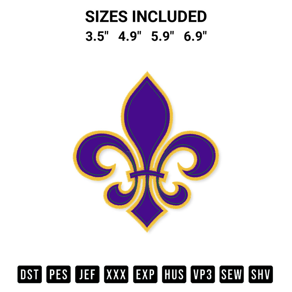 Looking for the perfect pattern? Download the Mardi Gras Fleur De Lis Embroidery Design embroidery design today at Designspacks.com. Crisp, clean stitching guaranteed. Available sizes: 3.5", 4.9", 5.9", 6.9".