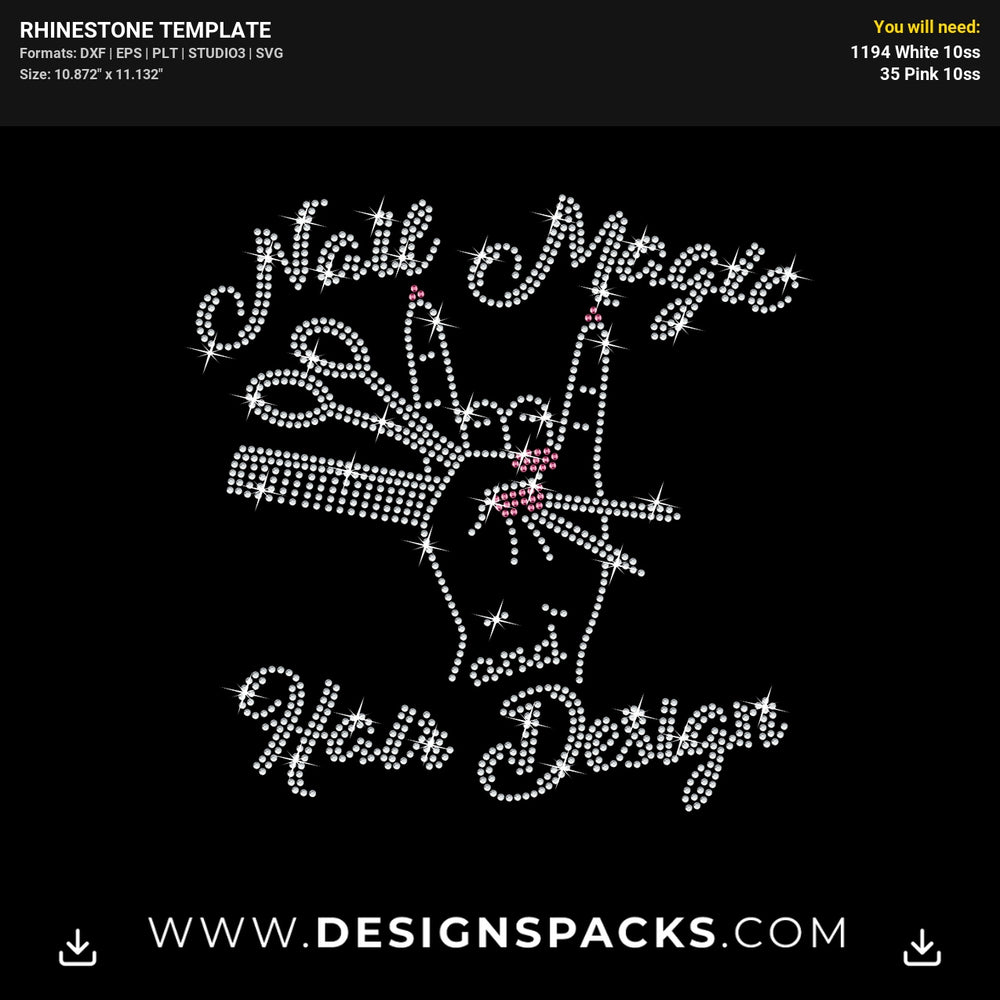 Nail Magic Hair Salon Logo Rhinestone Digital Template