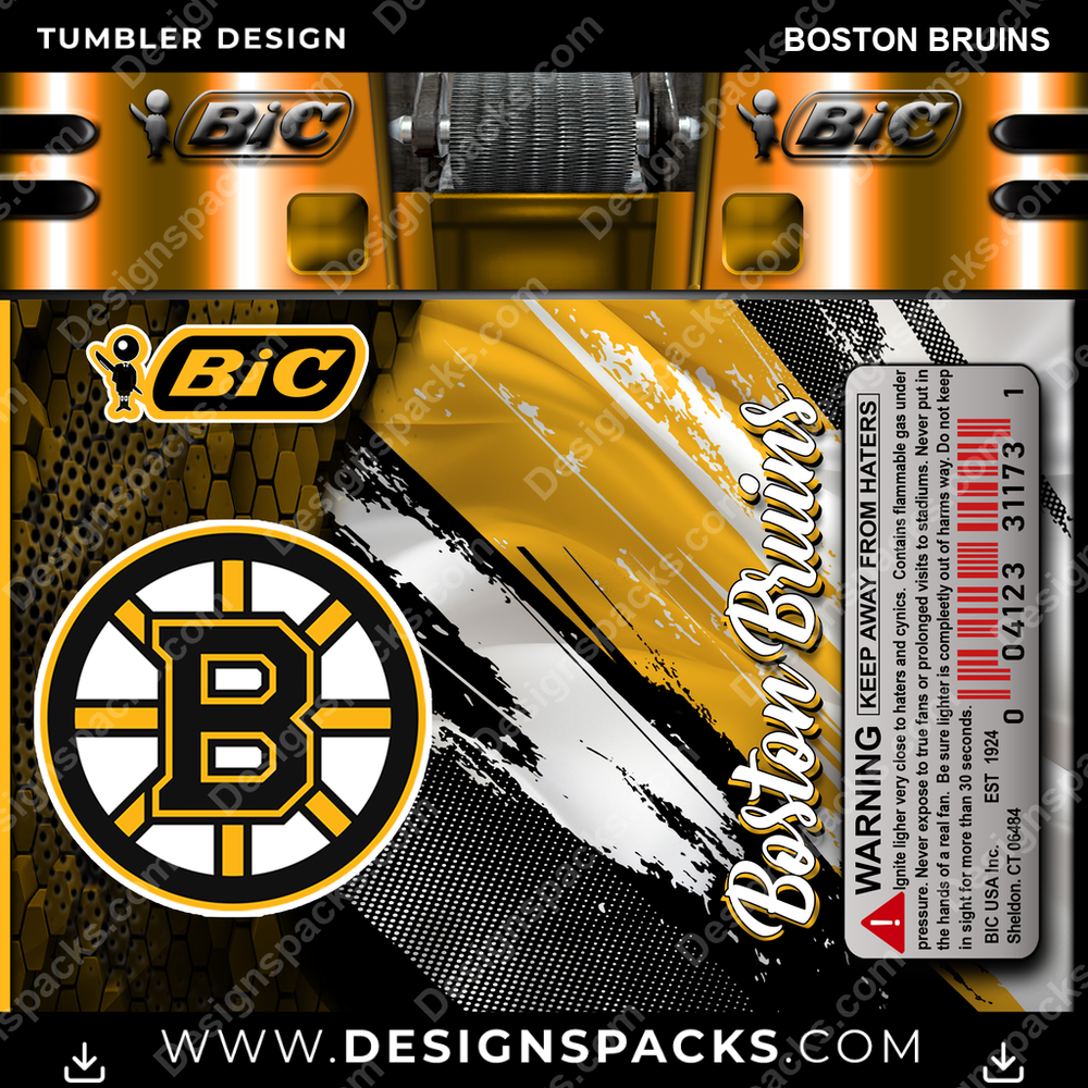 Hockey BIC Lighter Boston Bruins Tumbler Digital Wrap Design