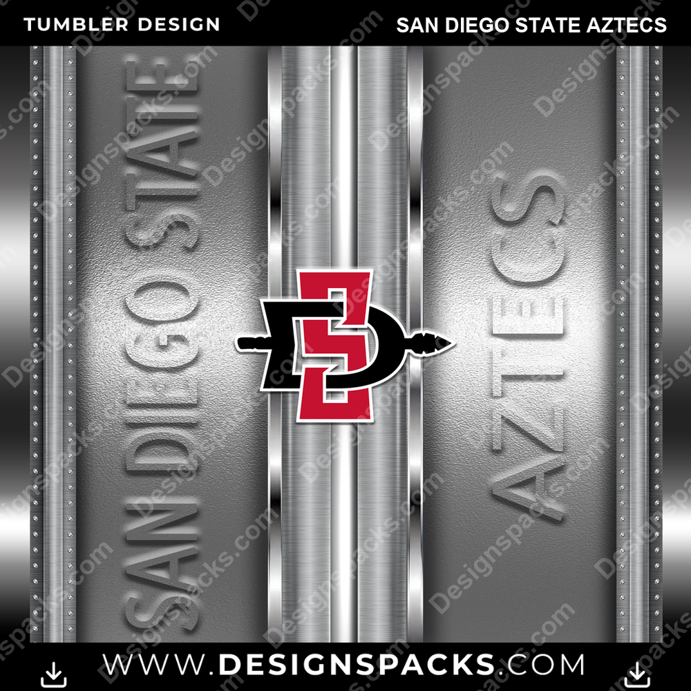 College Sport Metallic San Diego State Aztecs NCAA College Sport Tumbler Digital Wrap Design Download