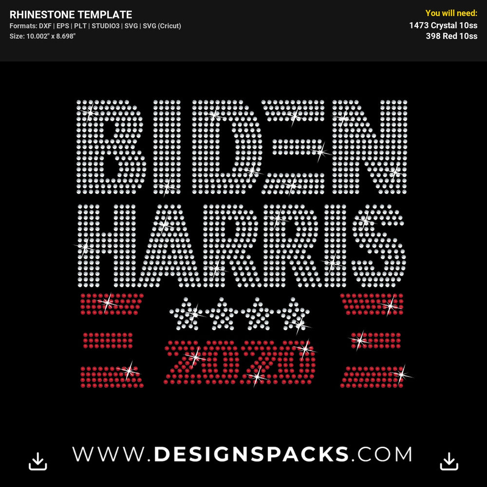 Biden Harris 2020 Political Pride Rhinestone Digital Template