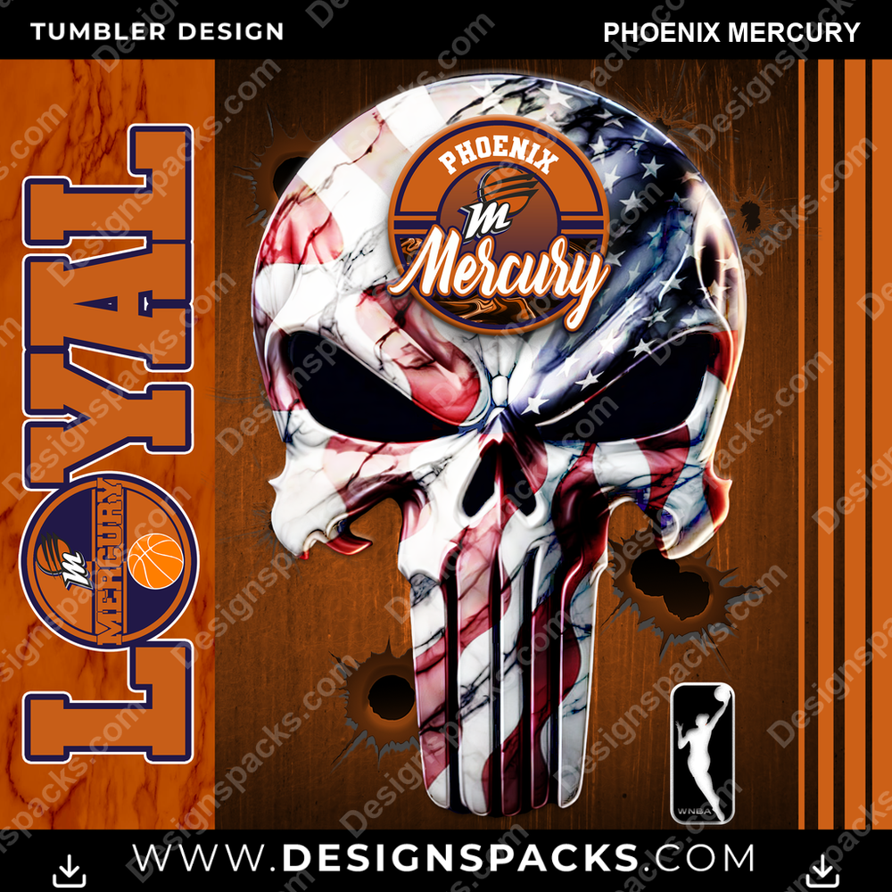 Basketball Loyal Phoenix Mercury Tumbler Digital Wrap Design