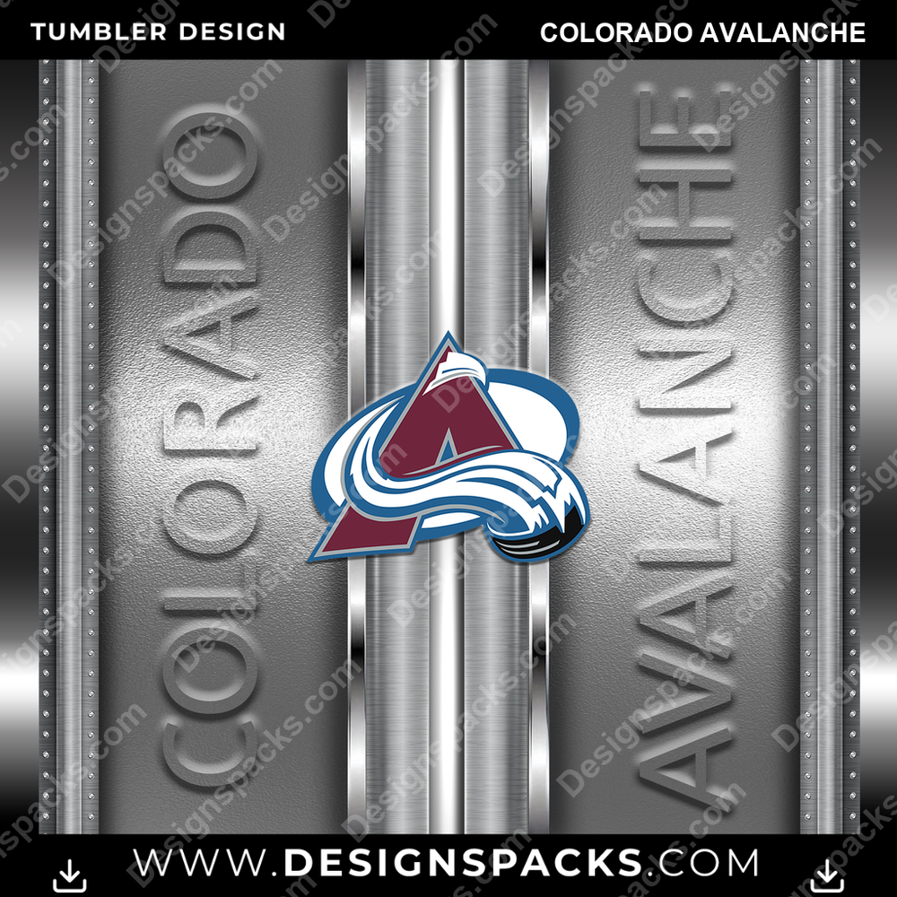 Ice Hockey Metallic Colorado Avalanche Tumbler Digital Wrap Design